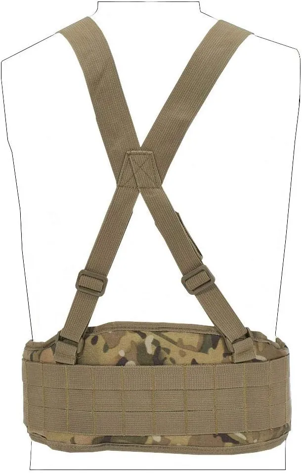 SINAIRSOFT Tactical Waist Belt with X-Shaped Suspenders Free Straps Airsoft Combat Padded Molle Belt