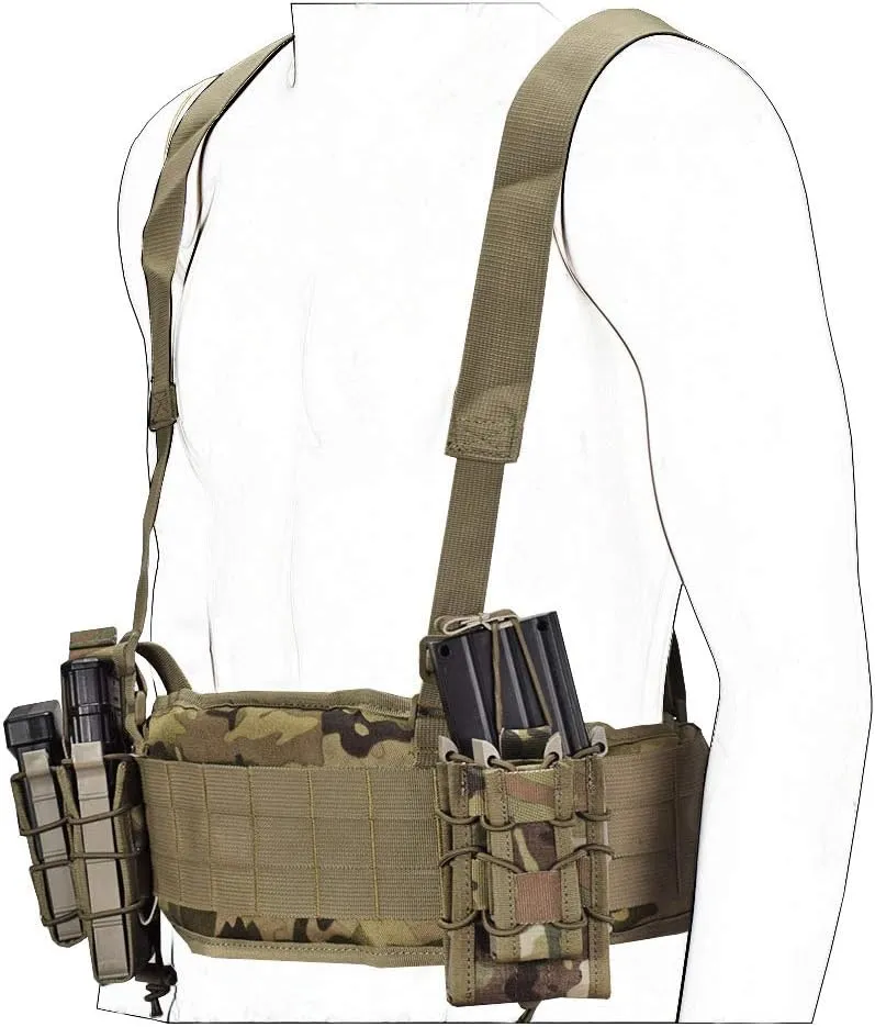 SINAIRSOFT Tactical Waist Belt with X-Shaped Suspenders Free Straps Airsoft Combat Padded Molle Belt