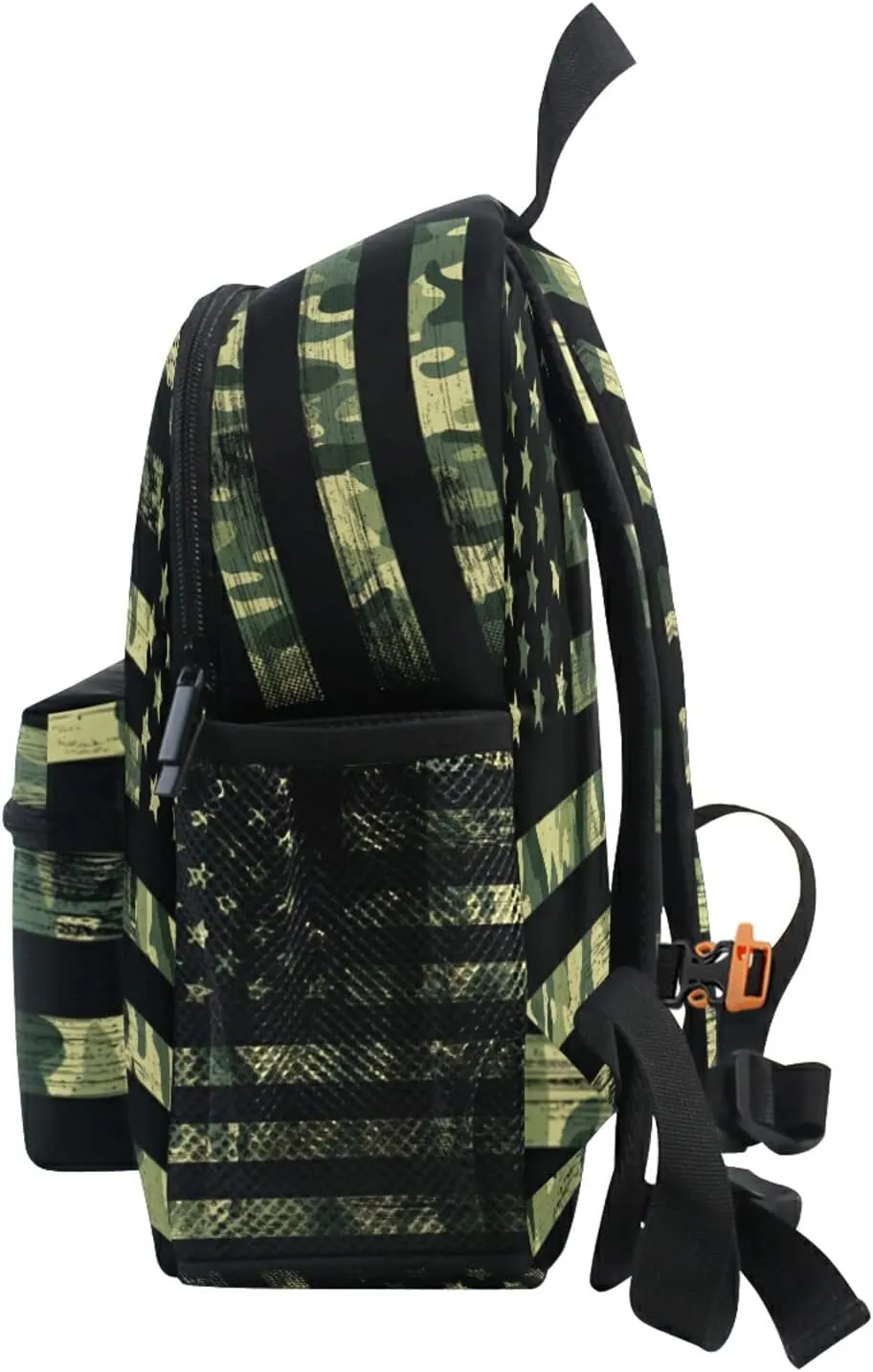 Sinestour Custom American Flag Camouflage Kid's Backpack - Personalized with Name/Text - Preschool & Toddler Backpack for Boys & Girls with Chest Strap
