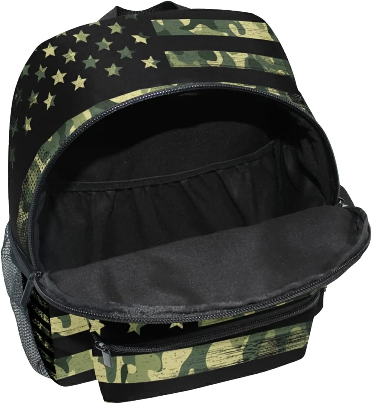 Sinestour Custom American Flag Camouflage Kid's Backpack - Personalized with Name/Text - Preschool & Toddler Backpack for Boys & Girls with Chest Strap