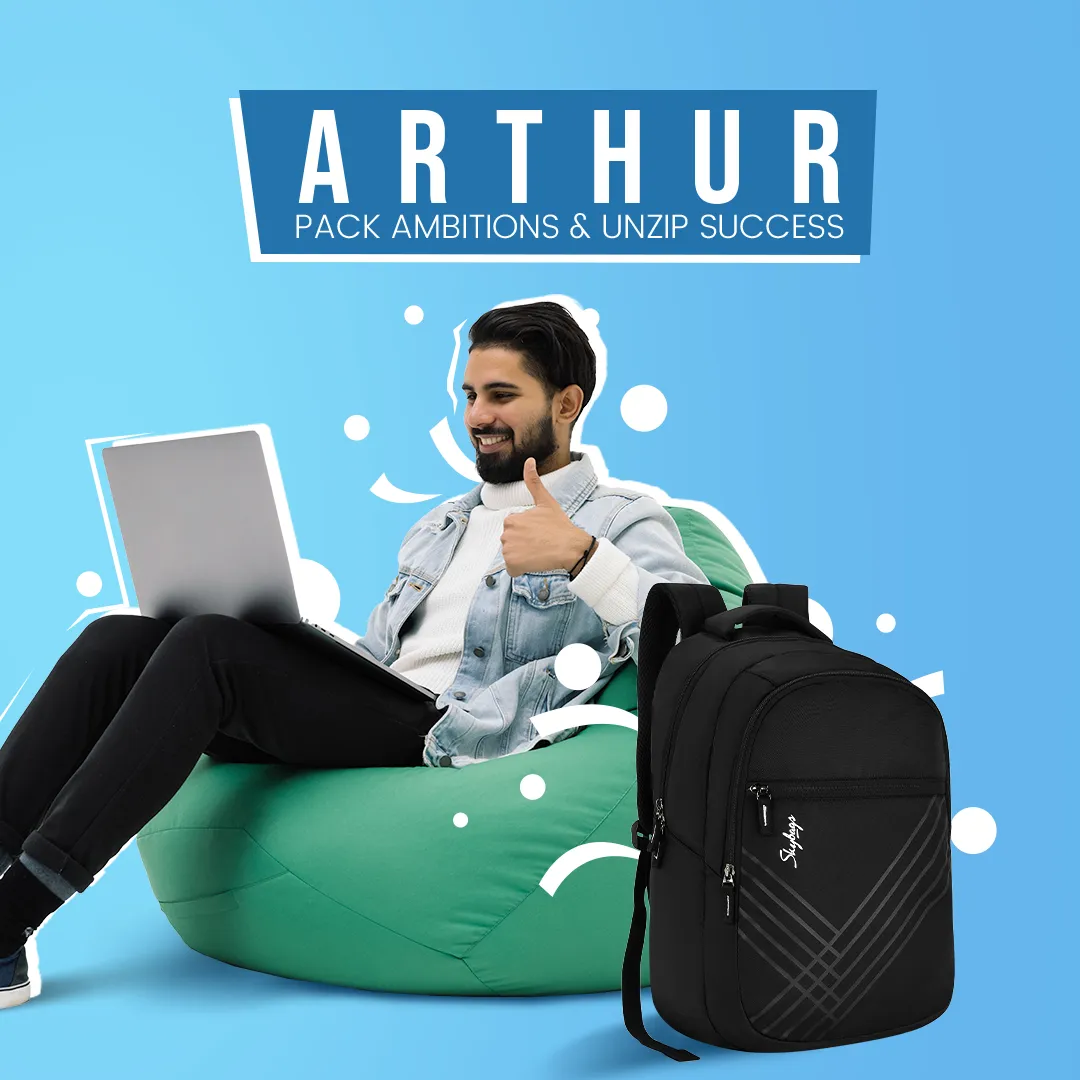 Skybags New Arthur  Laptop Backpack (H) Black