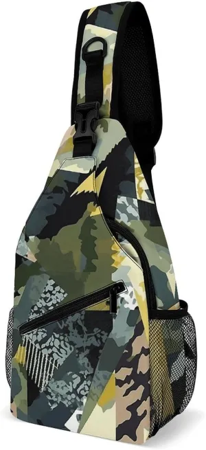 Sling Backpack Crossbody for Man Woman Camouflage Pattern Cross Body Adjustable Chest Bag