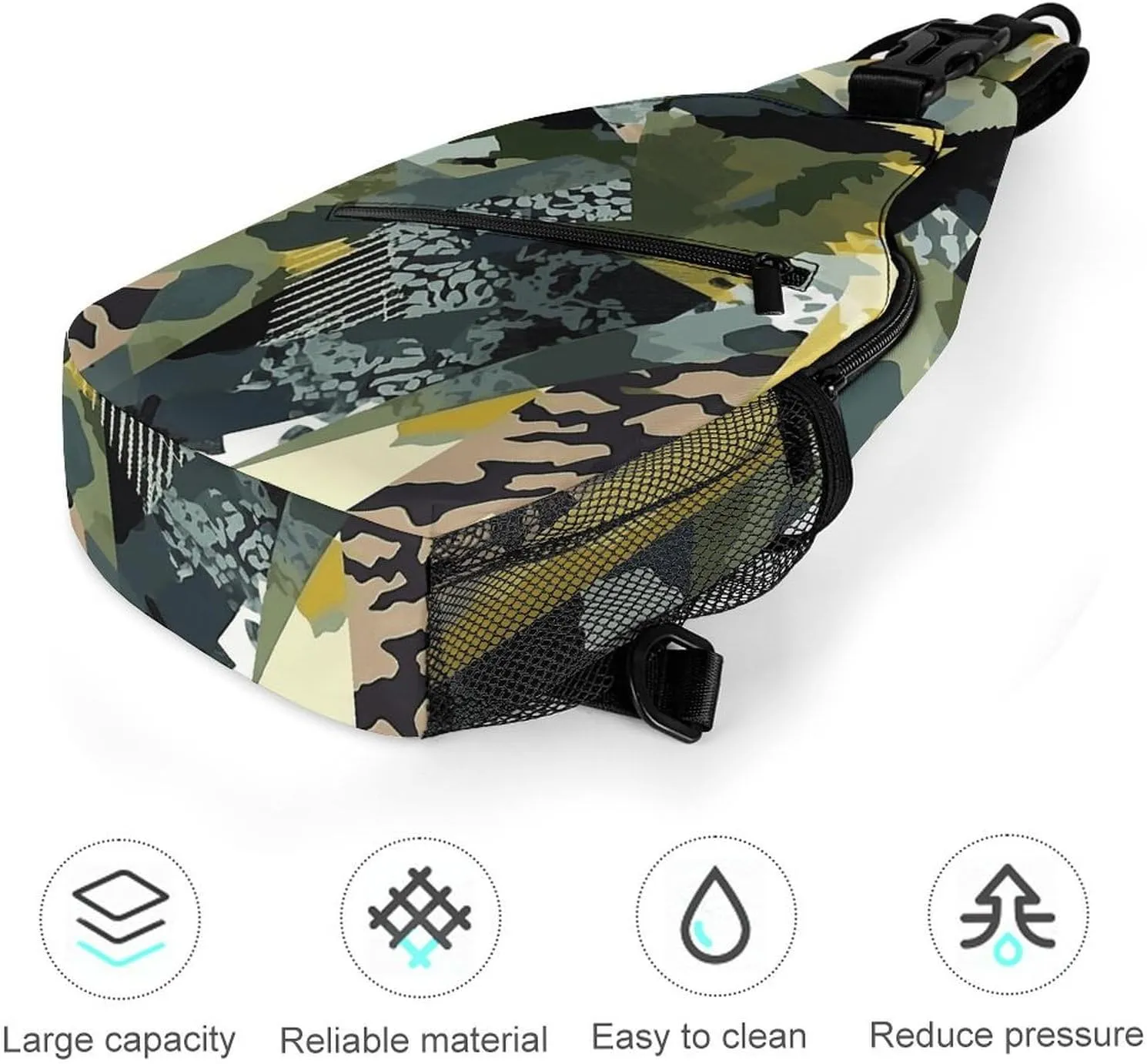 Sling Backpack Crossbody for Man Woman Camouflage Pattern Cross Body Adjustable Chest Bag
