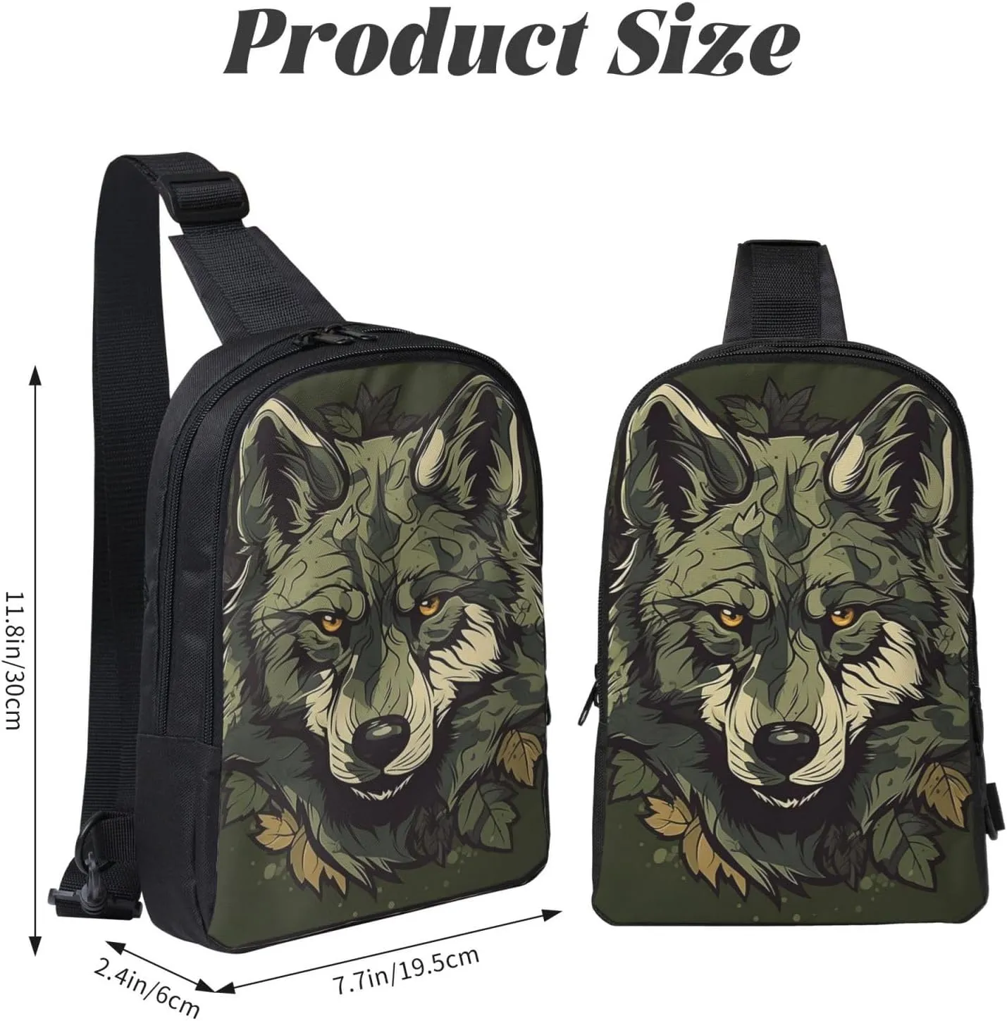Sling Backpack Crossbody Sling Bag for Men Women Cross Chest Bag Camouflage Wolf Image Shoulder Bag Travel Hiking Daypack