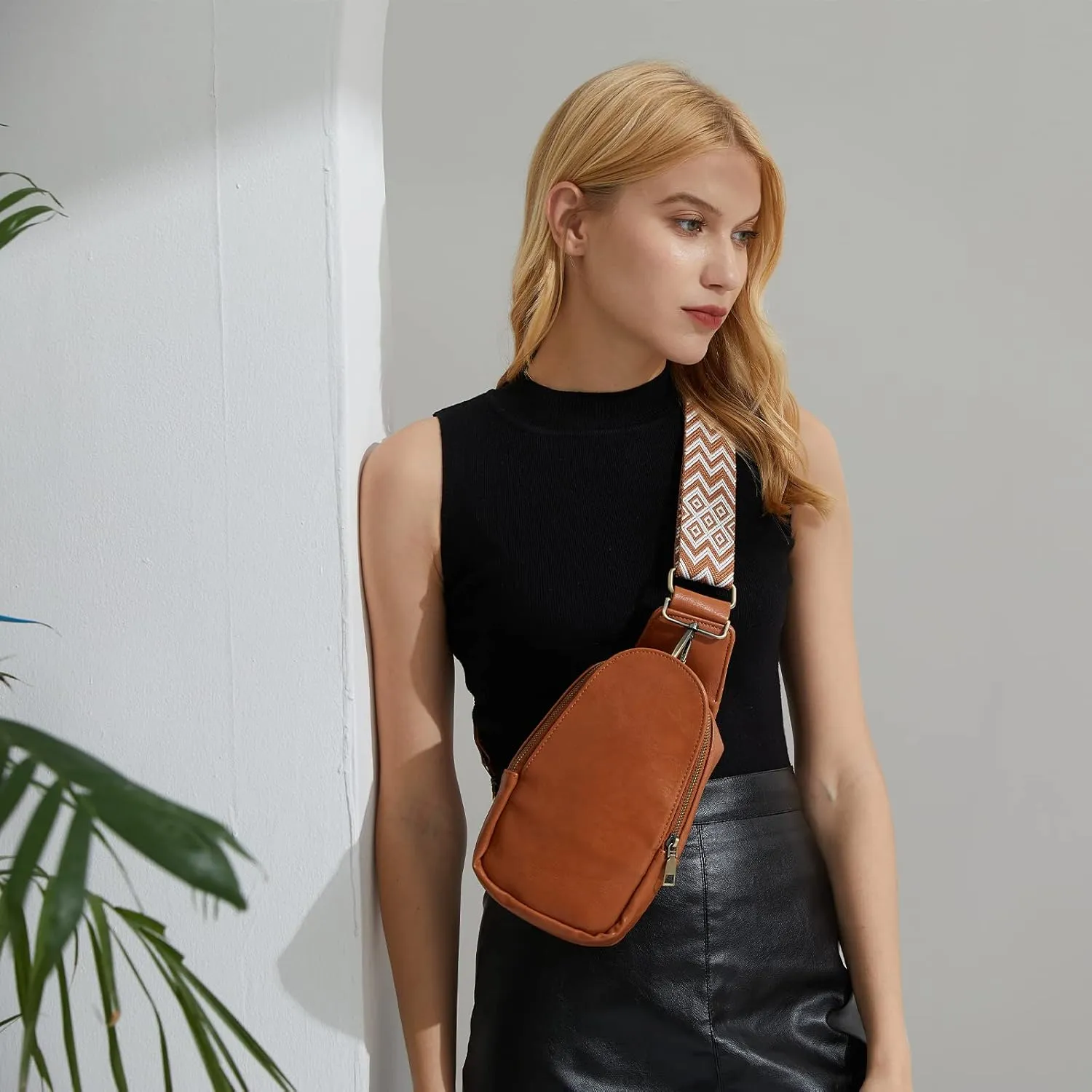 Sling Crossbody Bag for Women Chest Purse Fanny Pack Shoulder Backpack With Guitar Strap