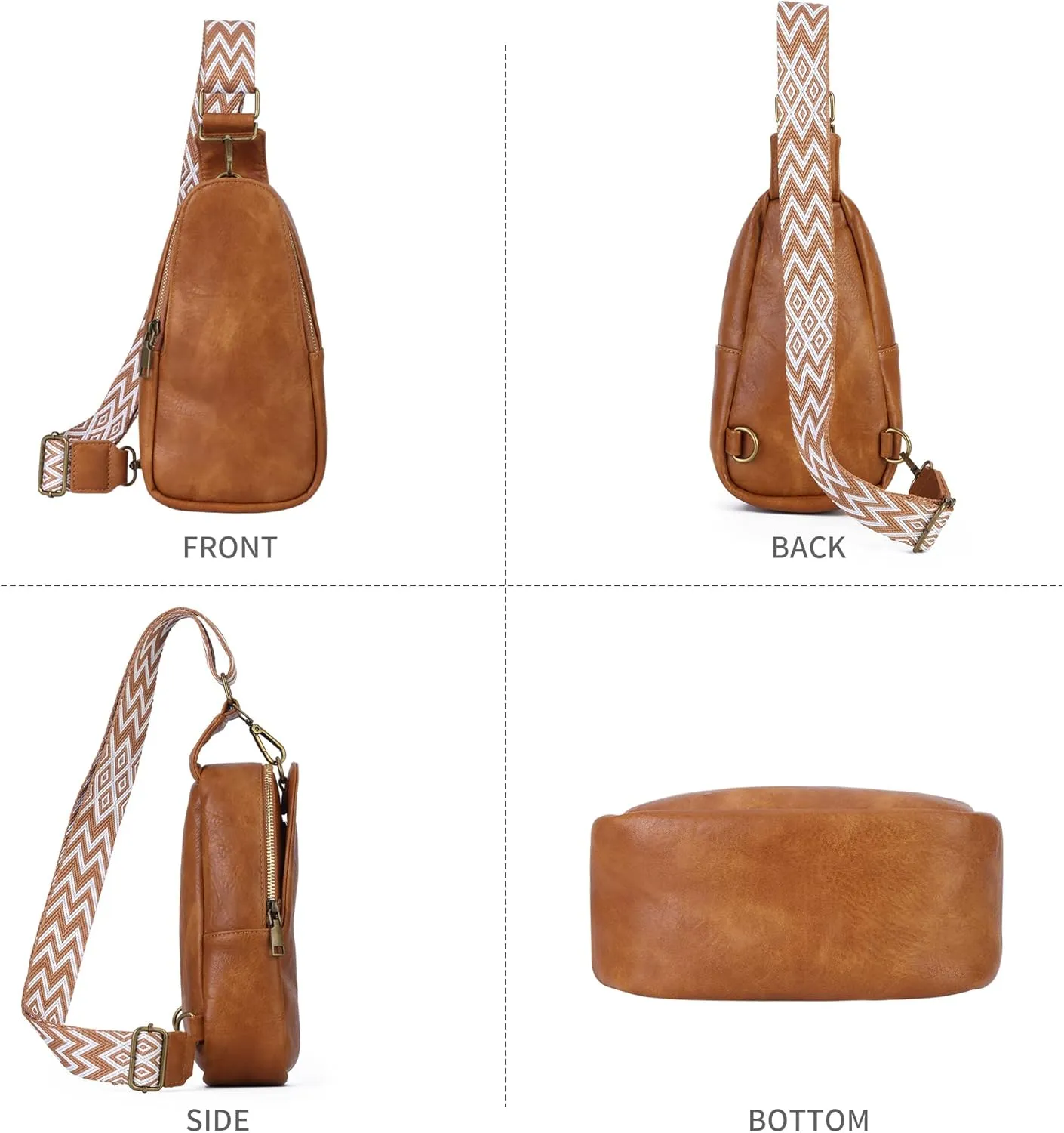 Sling Crossbody Bag for Women Chest Purse Fanny Pack Shoulder Backpack With Guitar Strap