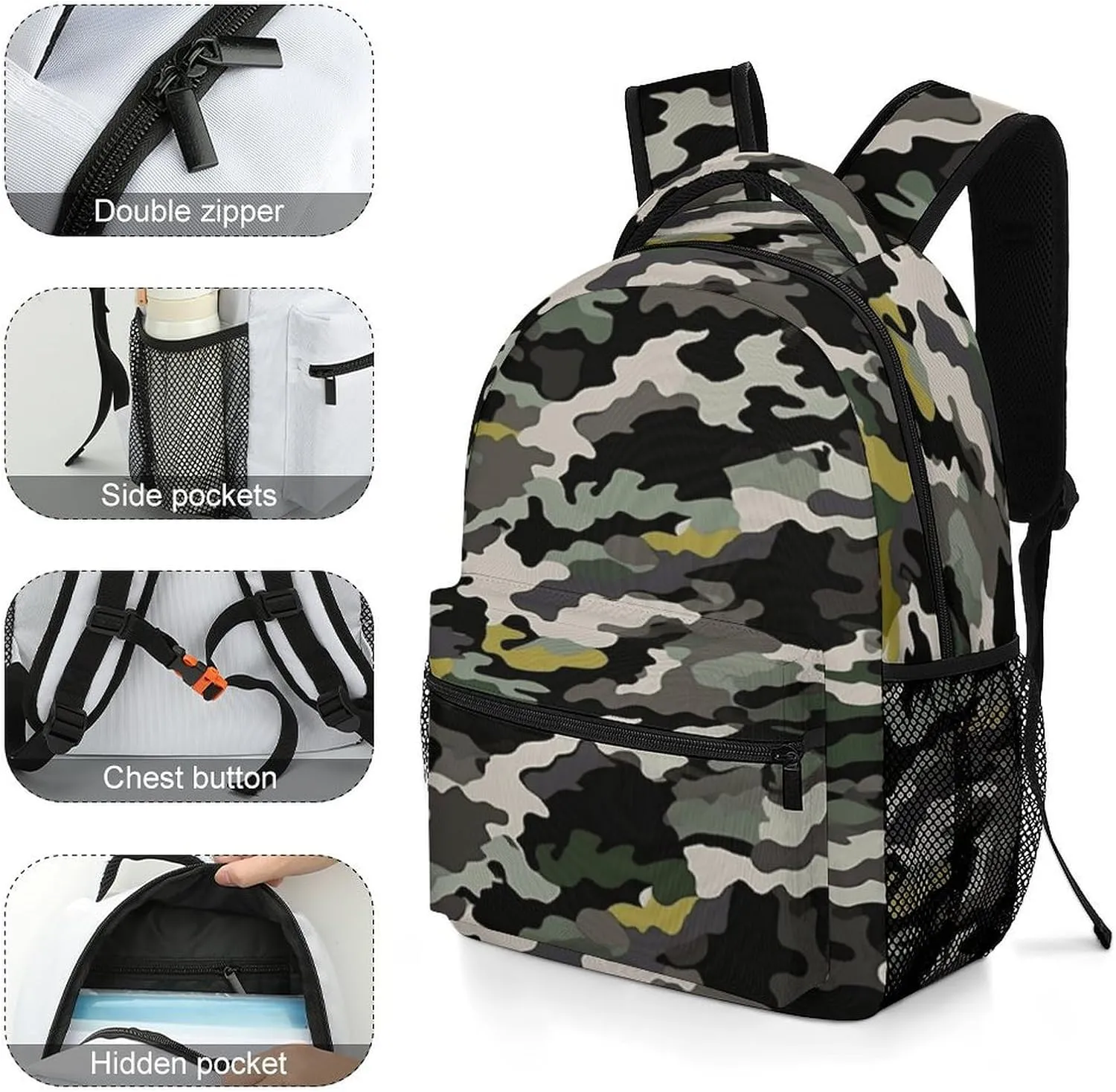 Small Backpacks Personalized Abstract Camouflage Printing Travel Bag Lightweight Travel Backpack For Women Men