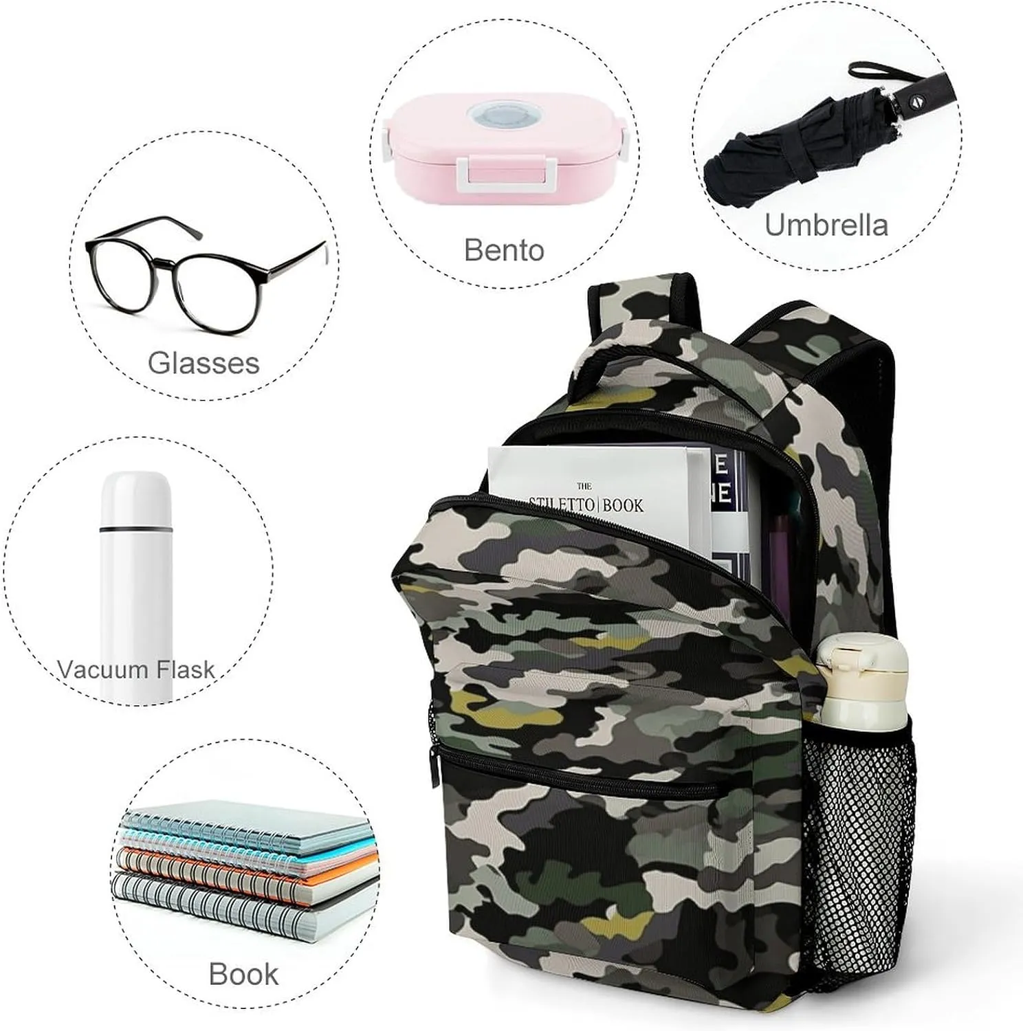 Small Backpacks Personalized Abstract Camouflage Printing Travel Bag Lightweight Travel Backpack For Women Men