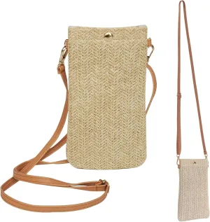Small Crossbody Straw Purse for Women Lightweight Summer Beach Woven Phone Bag for Girl
