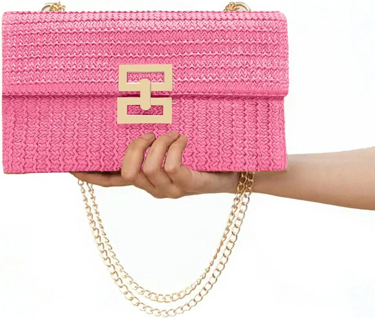 Small Straw Clutch Straw Crossbody Bag for Women, Summer Beach Woven Shoulder Bag Riffia Envelope Evening Handbag