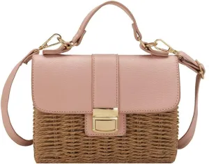 Small Straw Crossbody Bags for Women, Rattan Woven Top Handle Handbag Summer Beach Envelope Purse Shoulder Bag