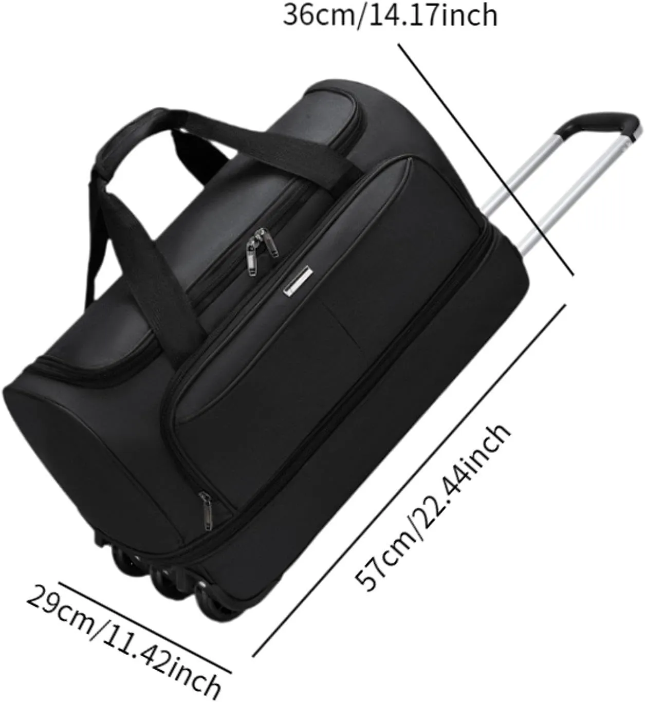 Soft Wheeled Wheeled Bag with Portable Maneuvering Handbag Versatile Baggage Bag in The Open Air for Travel in The Middle of, black, M