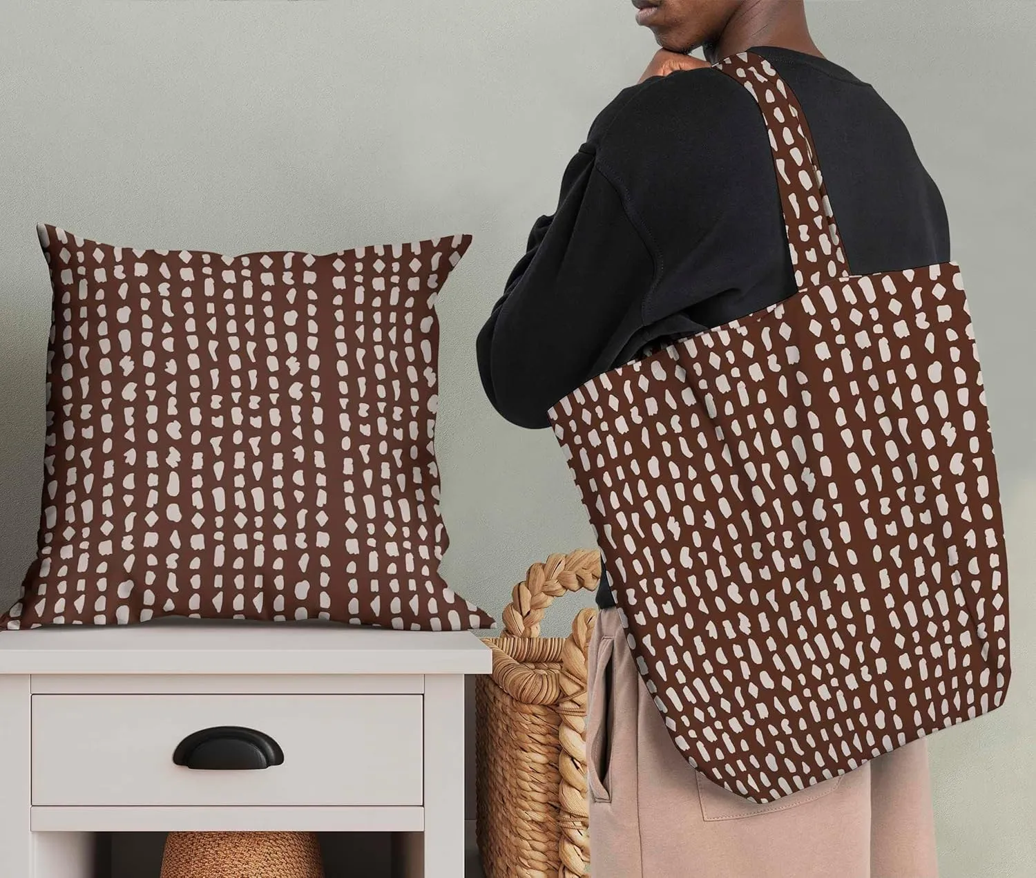 Soimoi Heavyweight Cotton Canvas Fabric Material - 56 Inch Wide, Brown - Abstract Print, Ideal for Making Durable Tote Bags, Backpacks, Jackets, Upholstery, Cushions, Outdoor Furniture Covers, 1 Yard
