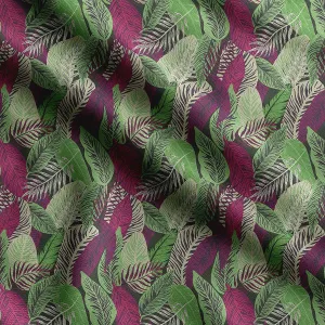 Soimoi Heavyweight Cotton Canvas Fabric Material - 56 Inch Wide, Green - Leaves Print, Ideal for Making Durable Tote Bags, Backpacks, Jackets, Upholstery, Cushions, Outdoor Furniture Covers, 1 Yard