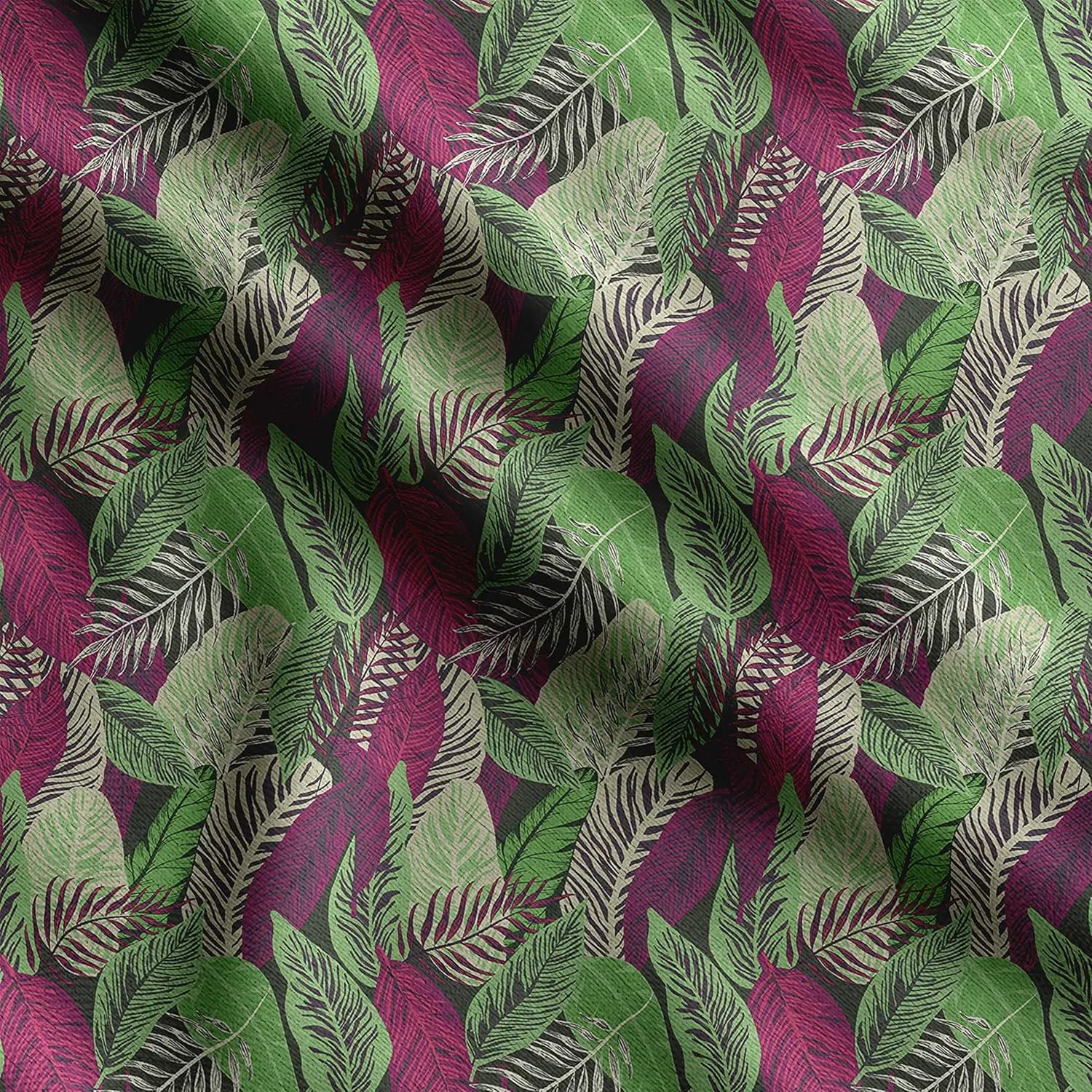 Soimoi Heavyweight Cotton Canvas Fabric Material - 56 Inch Wide, Green - Leaves Print, Ideal for Making Durable Tote Bags, Backpacks, Jackets, Upholstery, Cushions, Outdoor Furniture Covers, 1 Yard