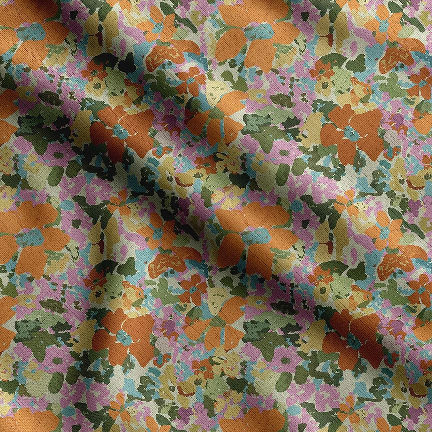 Soimoi Heavyweight Cotton Canvas Fabric Material - 56 Inch Wide, Orange - Abstract Print, Ideal For Making Durable Tote Bags, Backpacks, Jackets, Upholstery, Cushions, Outdoor Furniture Covers, 1 Yard