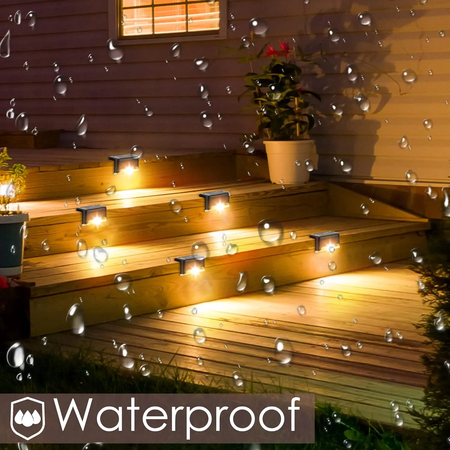 Solar Pool Side Lights, Light up Swimming Pool Accessories Night Lights, Outdoor LED Deck Lights for Stairs, Step, Fence, Yard, Patio, and Pathway Decor, Pack of 4, Warm White