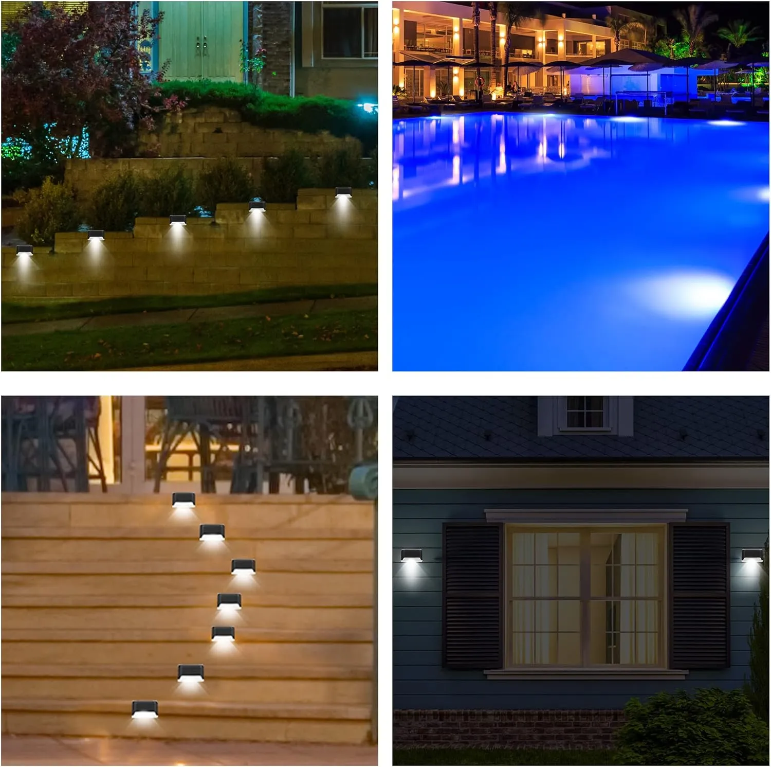 Solar Pool Side Lights, Light up Swimming Pool Accessories Night Lights, Outdoor LED Deck Lights for Stairs, Step, Fence, Yard, Patio, and Pathway Decor, Pack of 4, White