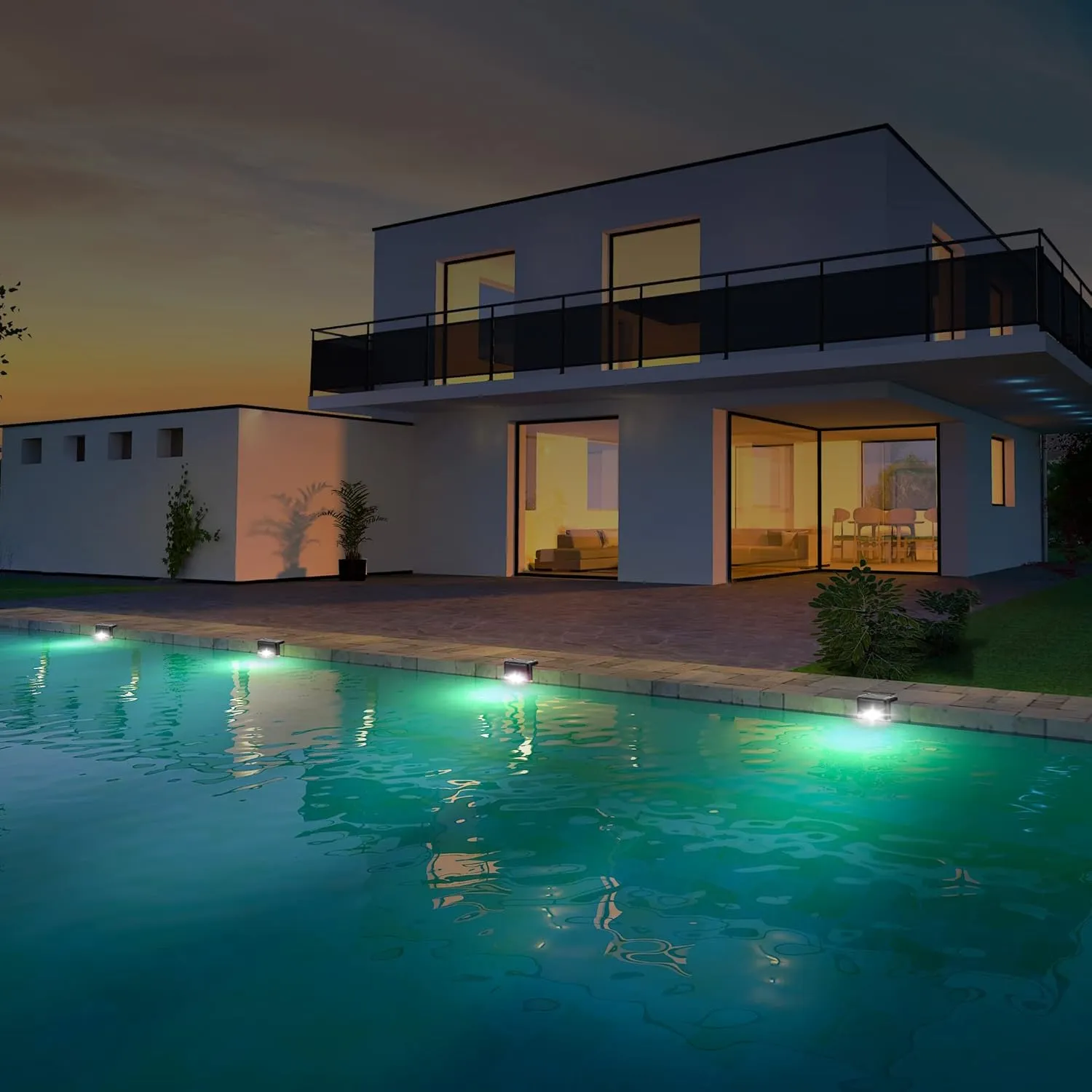 Solar Pool Side Lights, Light up Swimming Pool Accessories Night Lights, Outdoor LED Deck Lights for Stairs, Step, Fence, Yard, Patio, and Pathway Decor, Pack of 4, White