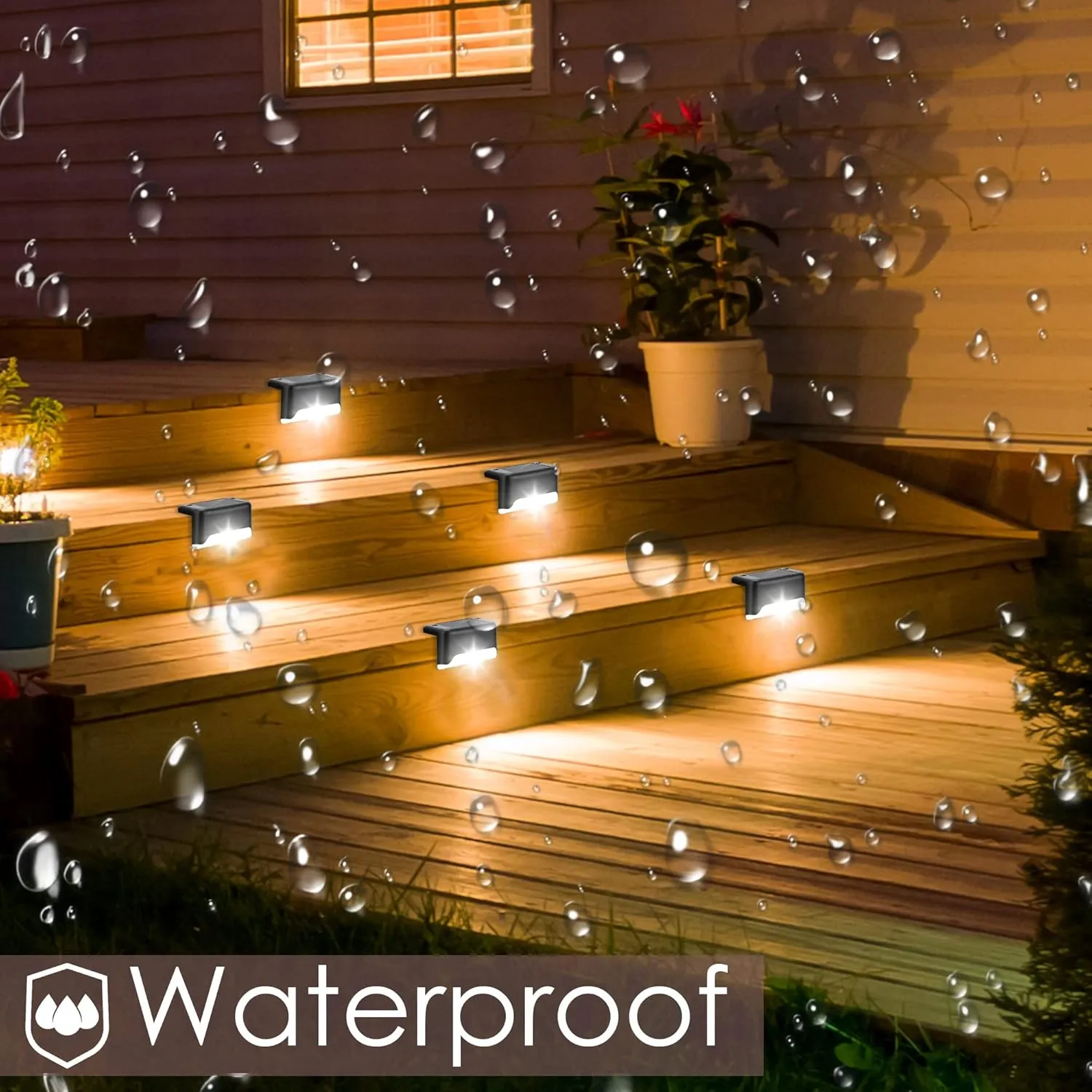 Solar Pool Side Lights, Light up Swimming Pool Accessories Night Lights, Outdoor LED Deck Lights for Stairs, Step, Fence, Yard, Patio, and Pathway Decor, Pack of 4, White