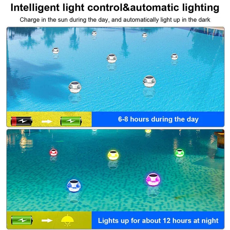 Solar Powered Floating Pool Light Waterproof Pond Lamp