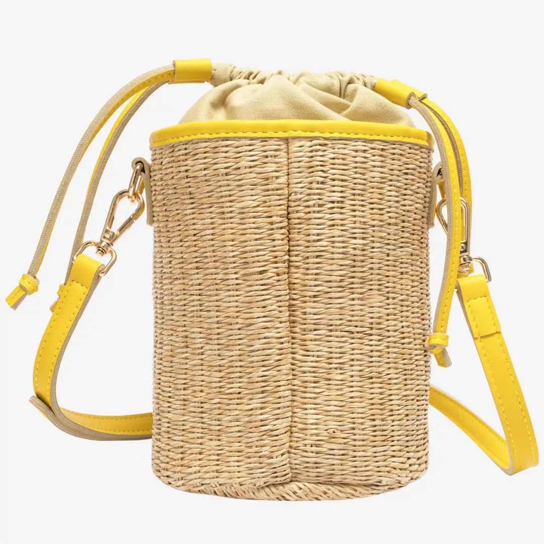Soleil Rattan Bucket Bag - Yellow