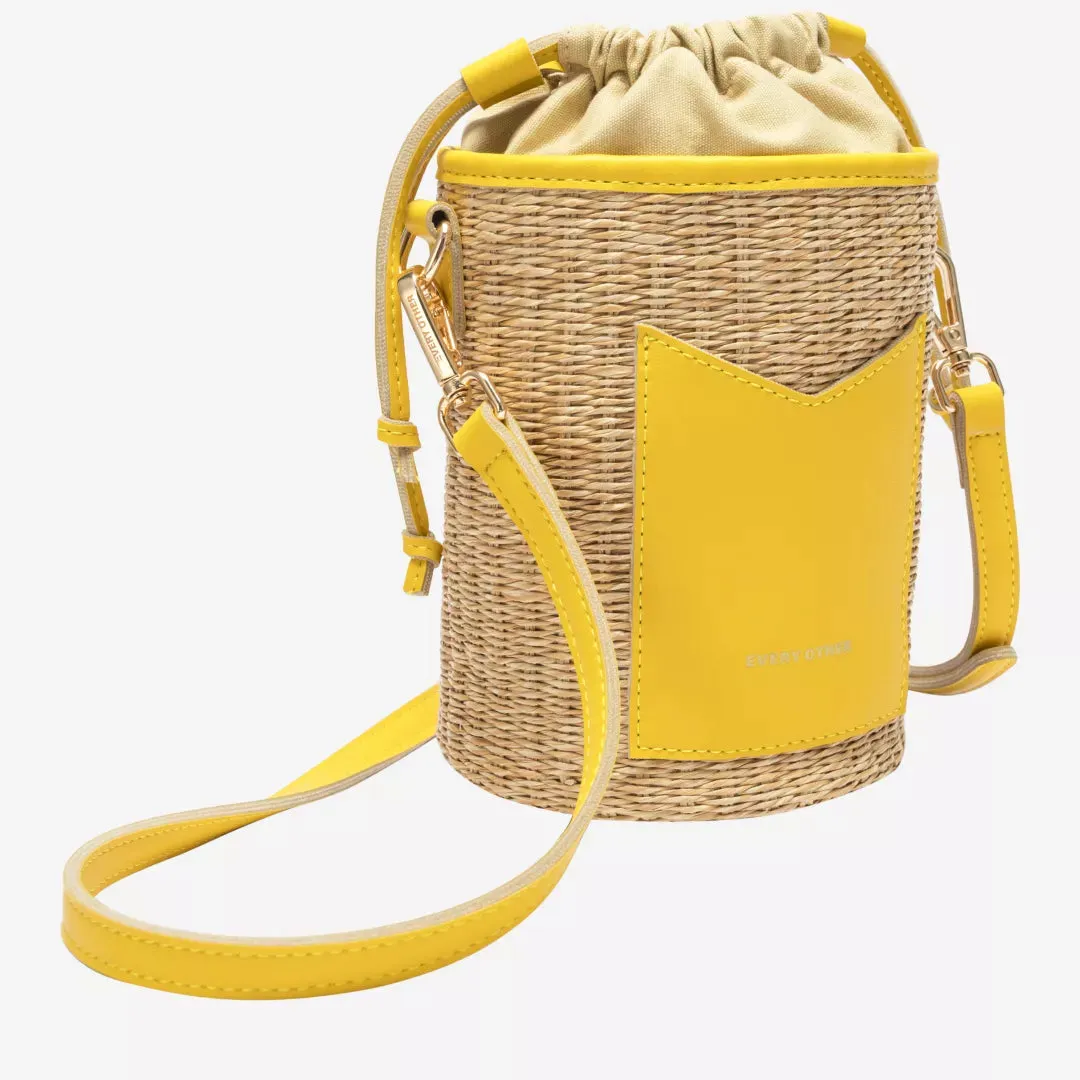 Soleil Rattan Bucket Bag - Yellow