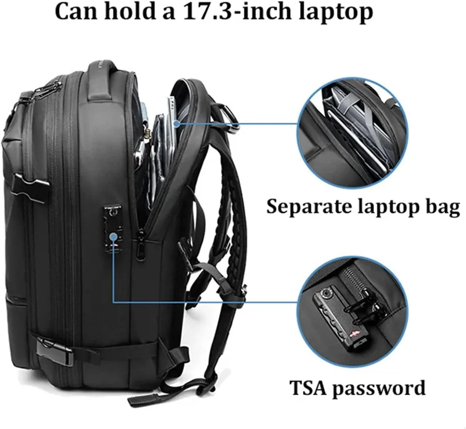 Space Vac Pro Backpack, Vacuum Backpack Travel with Pump, 60l Large-Capacity Travel Expandable with Compression (Blue)