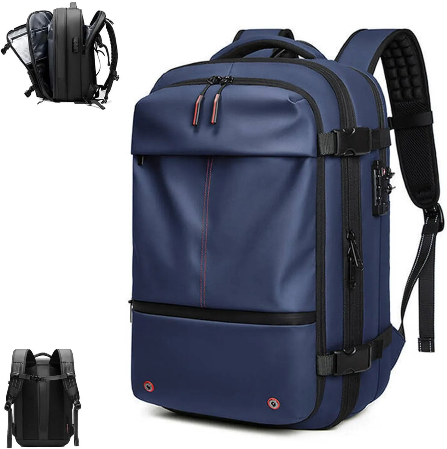 Space Vac Pro Backpack, Vacuum Backpack Travel with Pump, 60l Large-Capacity Travel Expandable with Compression (Blue)