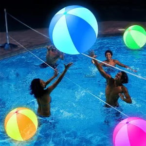 Spardar LED Beach Balls, 4 Pack 16 Inch Light up Beach Balls with Remote Control, Balloon Pump, 16 Colors Lights and 4 Light Modes Pool Toy for Pool Garden Decorations (2Pink 2Blue)