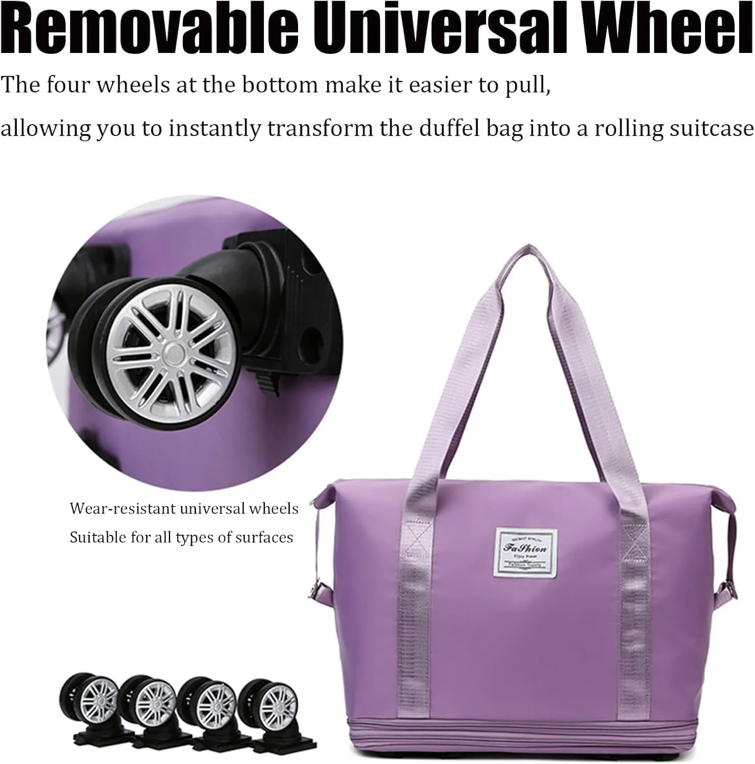 Sparkhomez Travel Bag with Wheels (Detachable), Lightweight Three-Layer Expandable Travel Bag, Large Capacity Dry and Wet Separation Storage Tote Bag, Waterproof and Wear-Resistant (Blue)