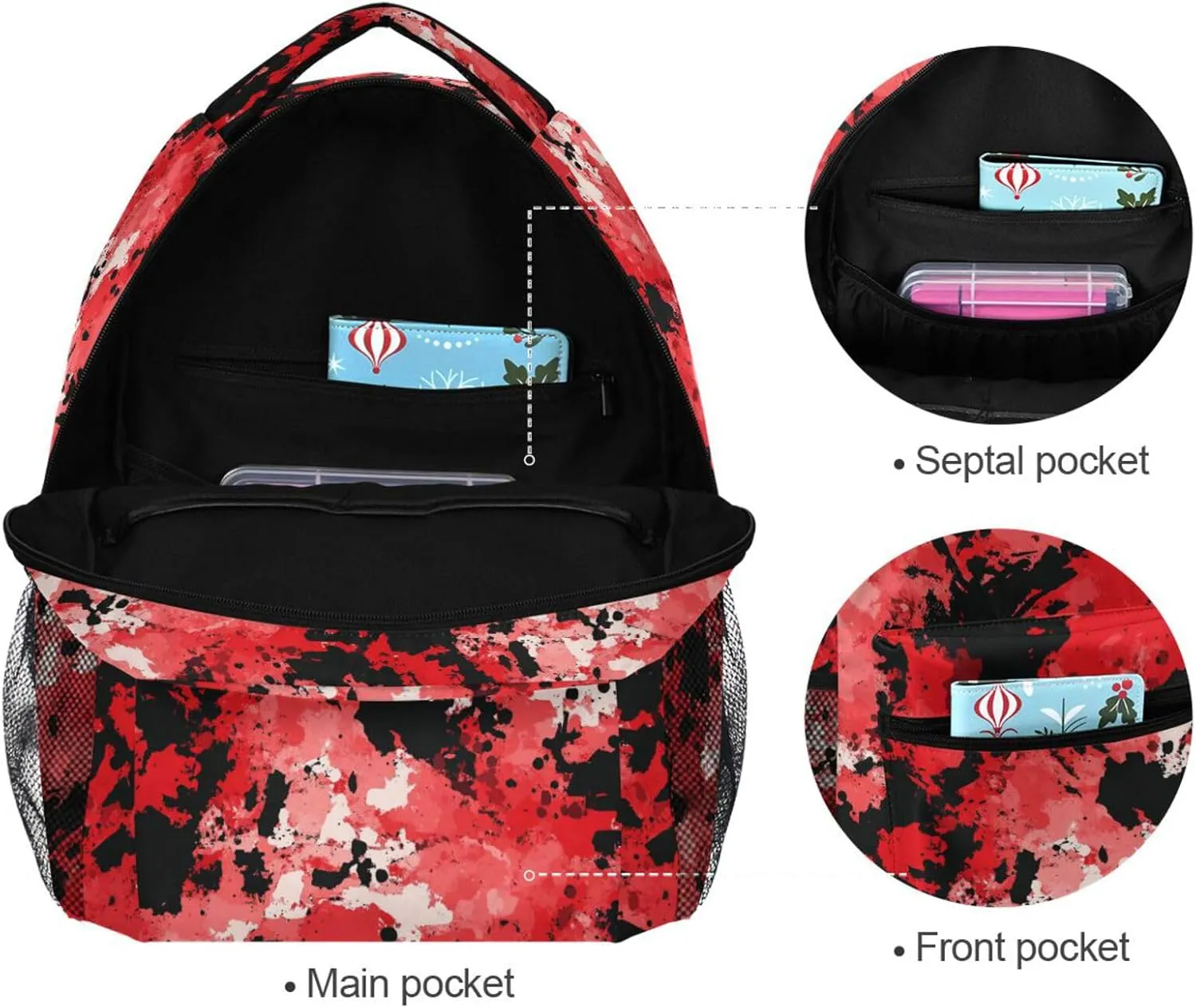 Sport Backpack for Teenager Fashion Business Work Bag with Chest Strap Gift Men & Women Red Camouflage Camouflage