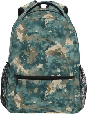 Sport Backpack for Teenager Waterproof Carry On Backpacks with Chest Strap for Business Work College Travel Trip Army Camouflage Teal Camouflage