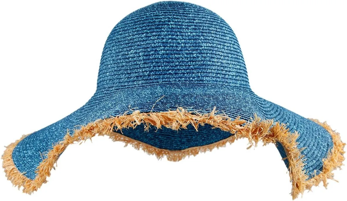 Sportmusies Women's Sun Hat, Wide Brim Floppy Roll Up UV Protection Straw Hat Beach Cap