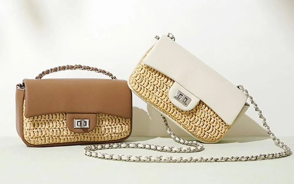 Spring Summer Purses for Women 2025 Chic Top Handle Satchel Versatile Square Bag Straw Crossbody Bag Vacation Beach Purse