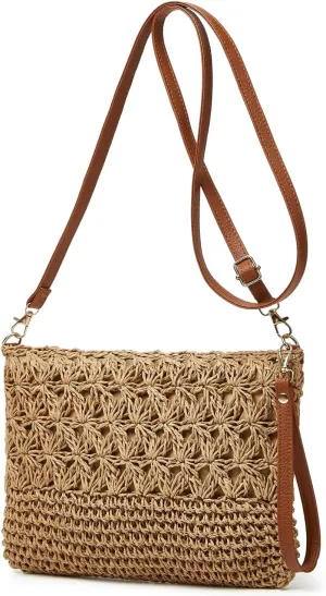 Square Bag Straw Beach Bags For Women Rattan Purse Summer Straw Crossbody Handmade Raffia Bag Handbag Purse Shoulder Bag 2025
