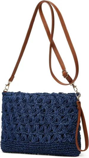 Square Bag Straw Beach Bags For Women Rattan Purse Summer Straw Crossbody Handmade Raffia Bag Handbag Purse Shoulder Bag 2025