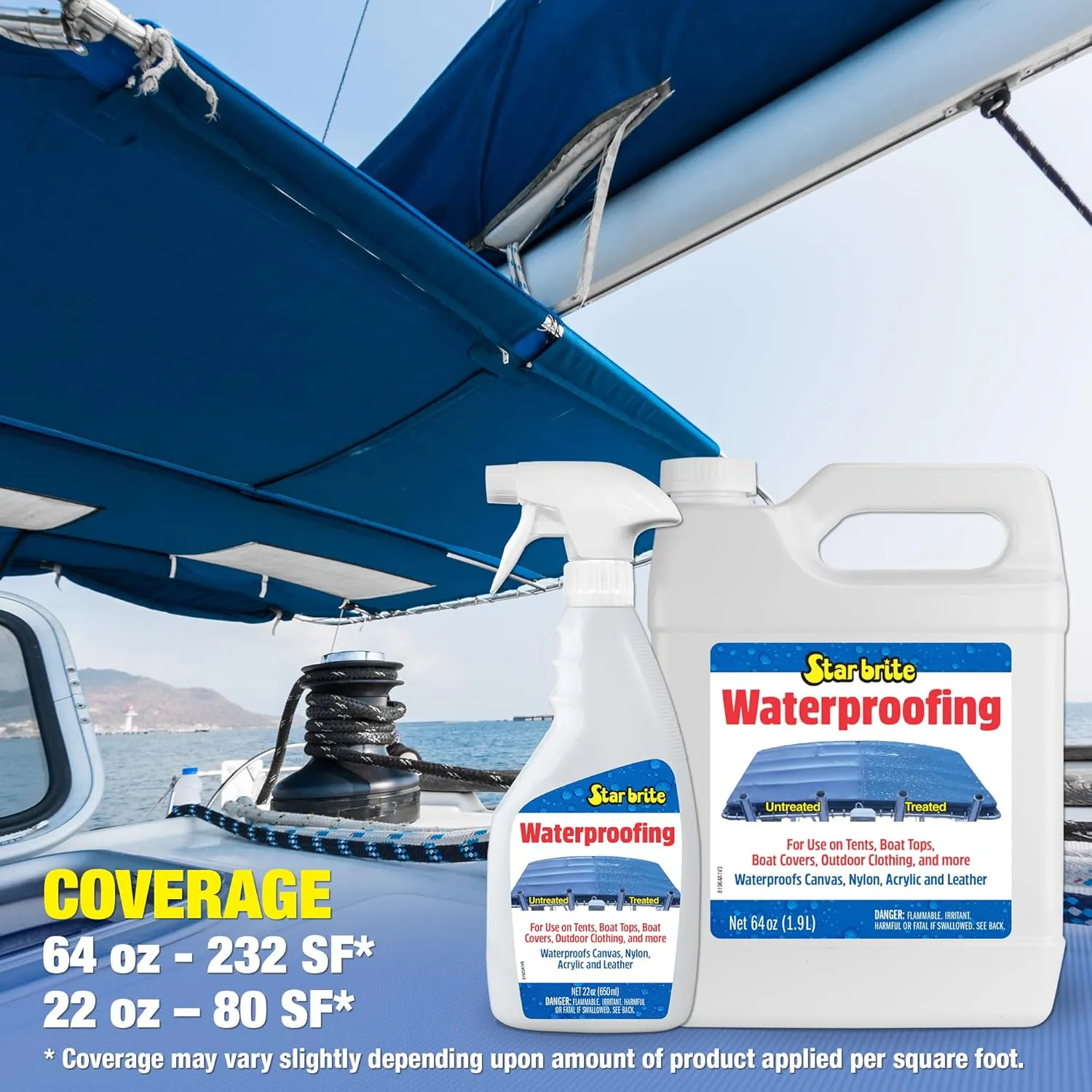 STAR BRITE Waterproofing Spray, Waterproofer   Stain Repellent   UV Protection for Boat Covers, Car Covers, Bimini Tops, Tents, Jackets, Backpacks, Boots, Awnings, Patio Covers & More