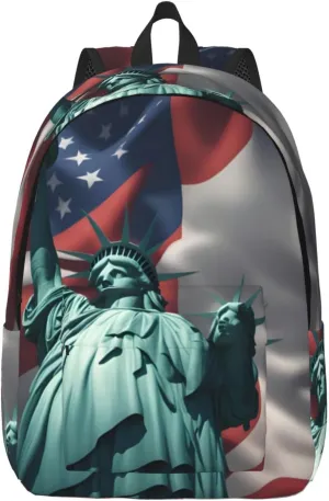 Statue of Liberty Flag print Hiking Backpack Casual Daypack Outdoor Travel Backpacks Bookbag for Men Women Adult