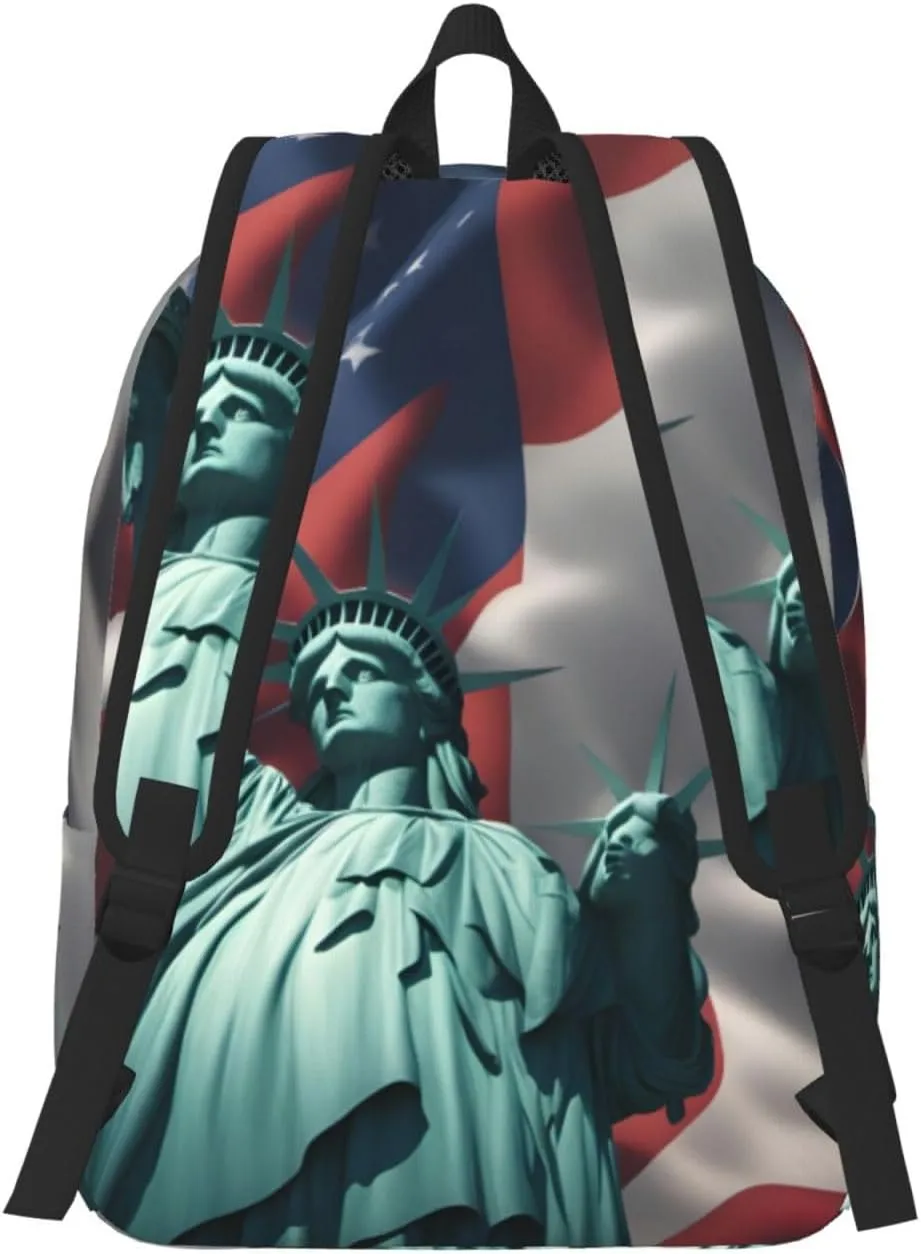 Statue of Liberty Flag print Hiking Backpack Casual Daypack Outdoor Travel Backpacks Bookbag for Men Women Adult