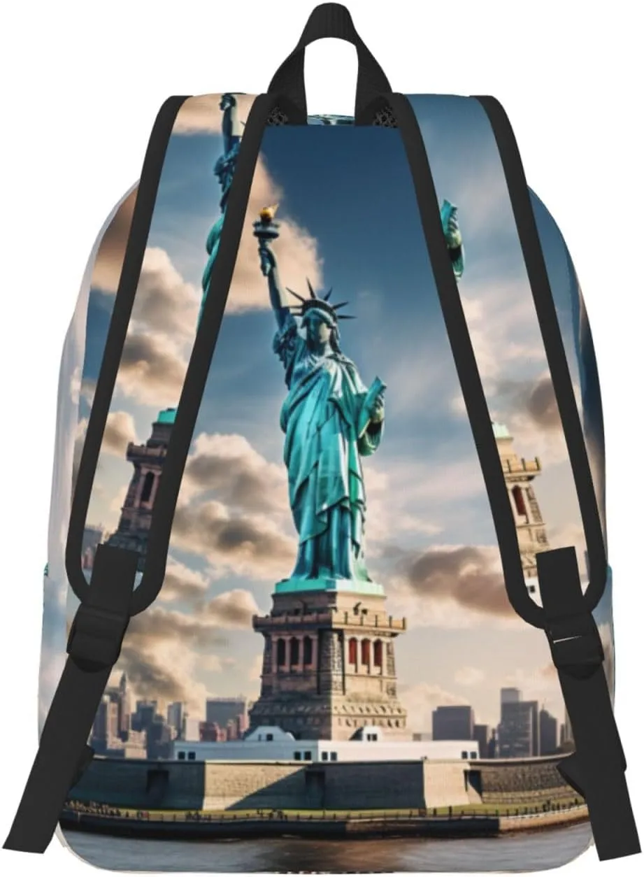 Statue of Liberty in NYC print Hiking Backpack Casual Daypack Outdoor Travel Backpacks Bookbag for Men Women Adult