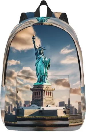 Statue of Liberty in NYC print Hiking Backpack Casual Daypack Outdoor Travel Backpacks Bookbag for Men Women Adult