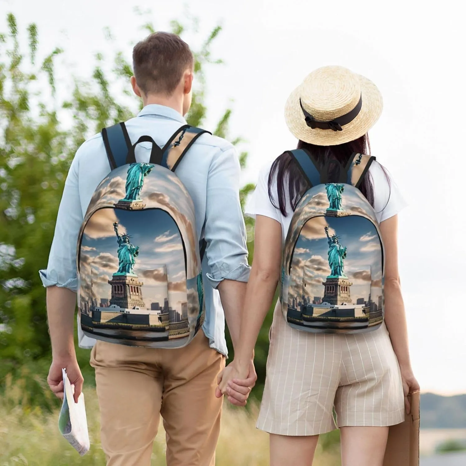 Statue of Liberty in NYC print Hiking Backpack Casual Daypack Outdoor Travel Backpacks Bookbag for Men Women Adult