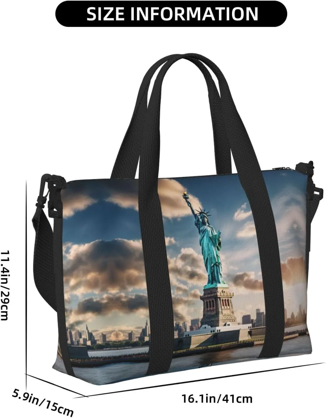 Statue Of Liberty In Nyc Women Travel Duffel Bag, Large Weekender Carry-On Tote, Gym Workout Bag,Mommy Hospital Bag