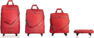 Stephanie Imports Multi-Tiered Expandable Suitcase Luggage Travel Duffel Bag With Quick-Access Front Zipper Pocket & 360 Spinner Wheels (Red)