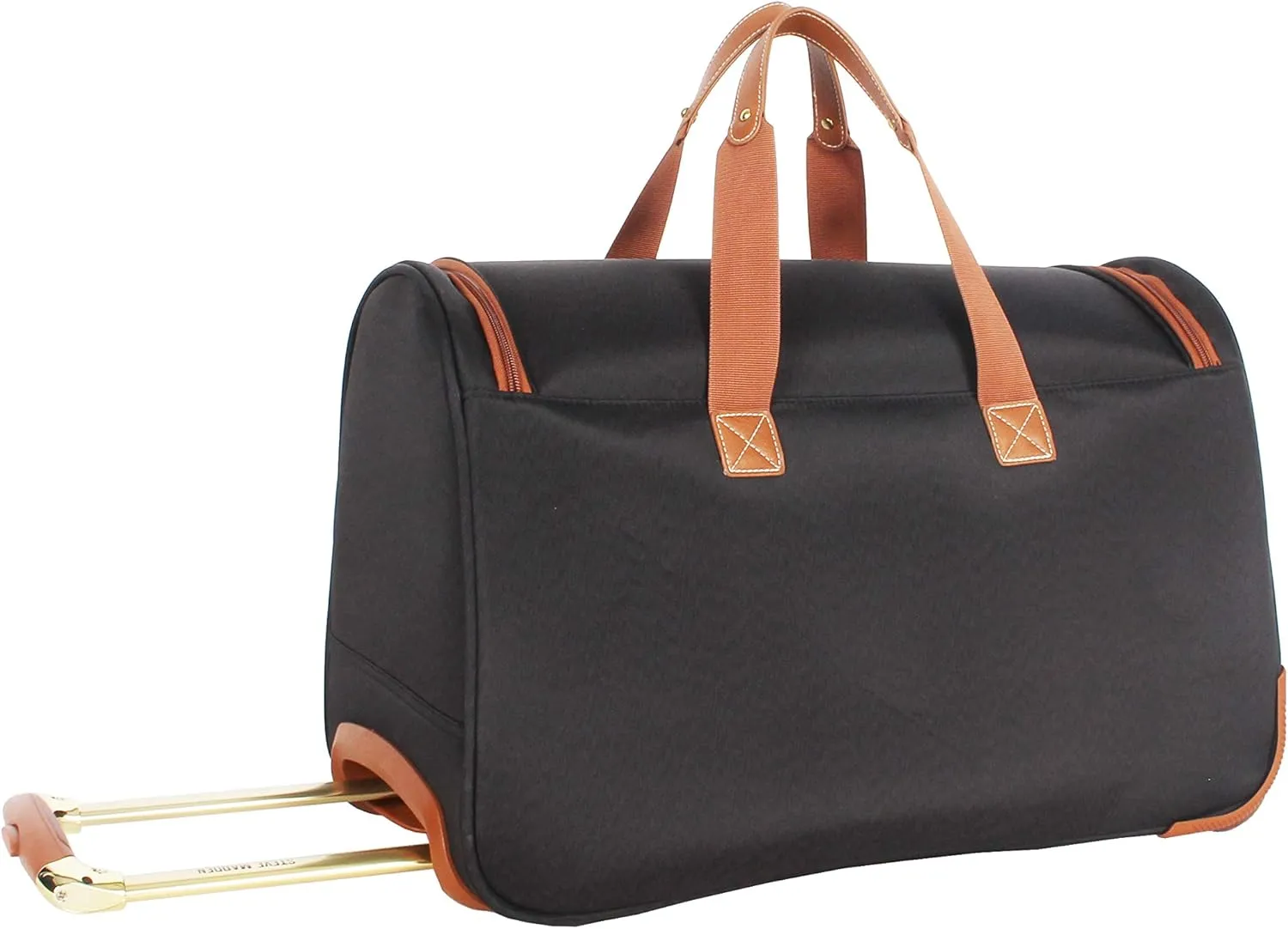 Steve Madden Designer Carry On Luggage Collection - Lightweight 20 Inch Duffel Bag- Weekender Overnight Business Travel Suitcase with 2- Rolling Spinner Wheels (Global Black)