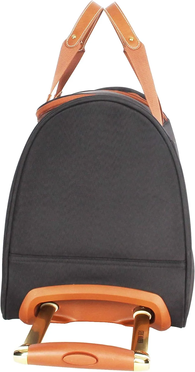 Steve Madden Designer Carry On Luggage Collection - Lightweight 20 Inch Duffel Bag- Weekender Overnight Business Travel Suitcase with 2- Rolling Spinner Wheels (Global Black)