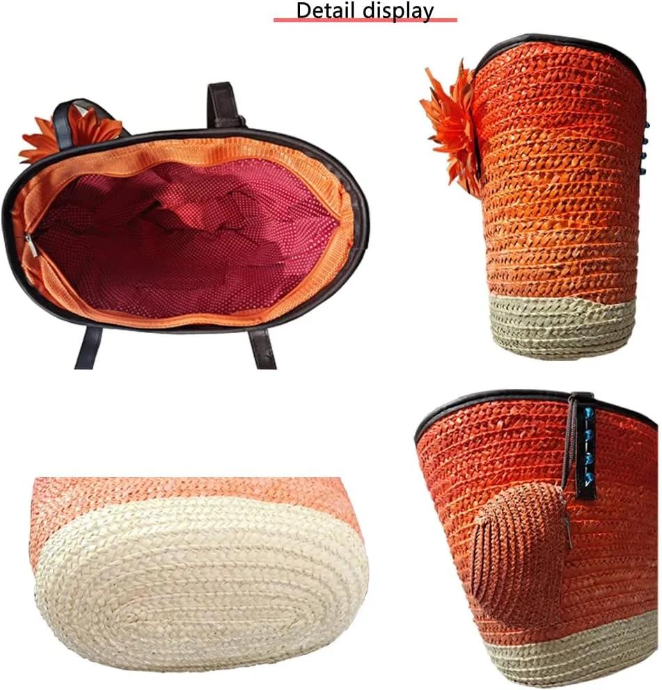 Straw Bag Beach Bags for Women - Straw Large Beach Tote Bag - Summer Handwoven Shoulder Bags for Beach.