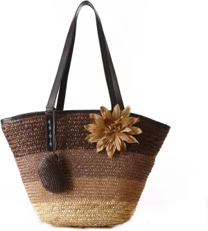 Straw Bag Beach Bags for Women - Straw Large Beach Tote Bag - Summer Handwoven Shoulder Bags for Beach.