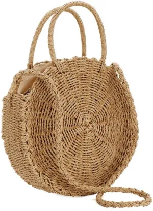 Straw Bag Crossbody for Women Weave Shoulder Bag Round Summer Beach Purse and Handbags